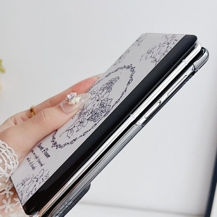 For Huawei Mate X5 / X2 Sketching Flowers Flip Leather Phone Case