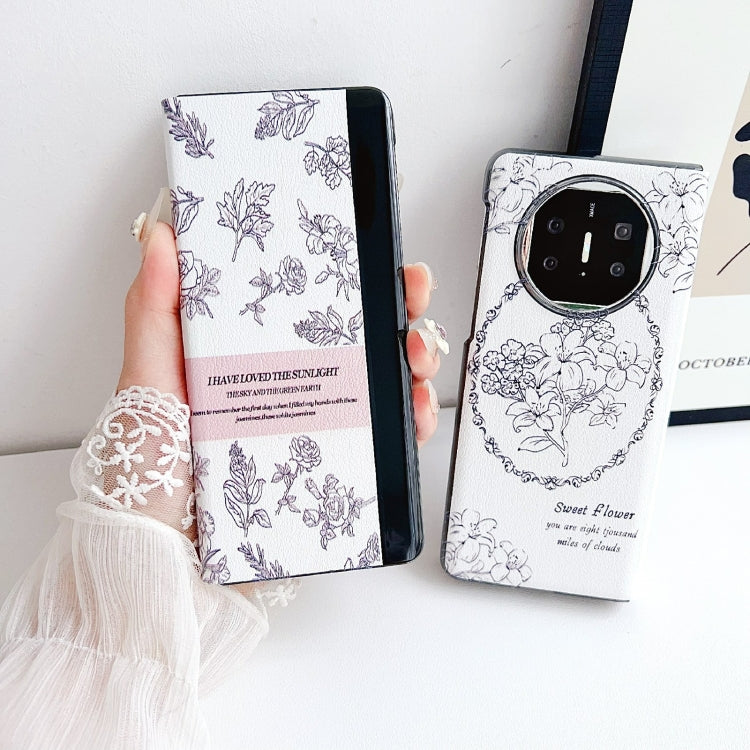 For Huawei Mate X5 / X2 Sketching Flowers Flip Leather Phone Case
