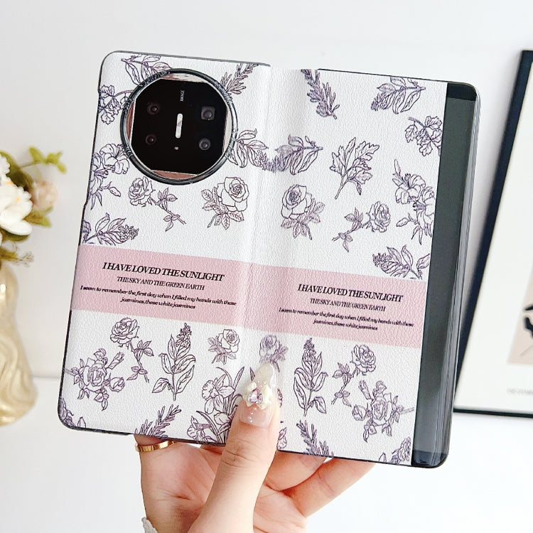 For Huawei Mate X5 / X2 Sketching Flowers Flip Leather Phone Case