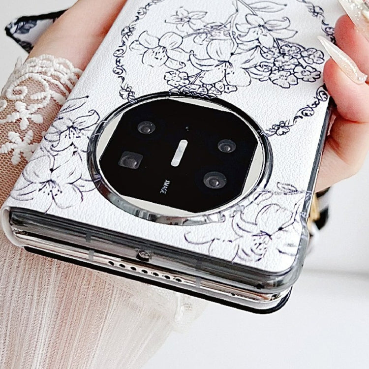 For Huawei Mate X5 / X2 Sketching Flowers Flip Leather Phone Case