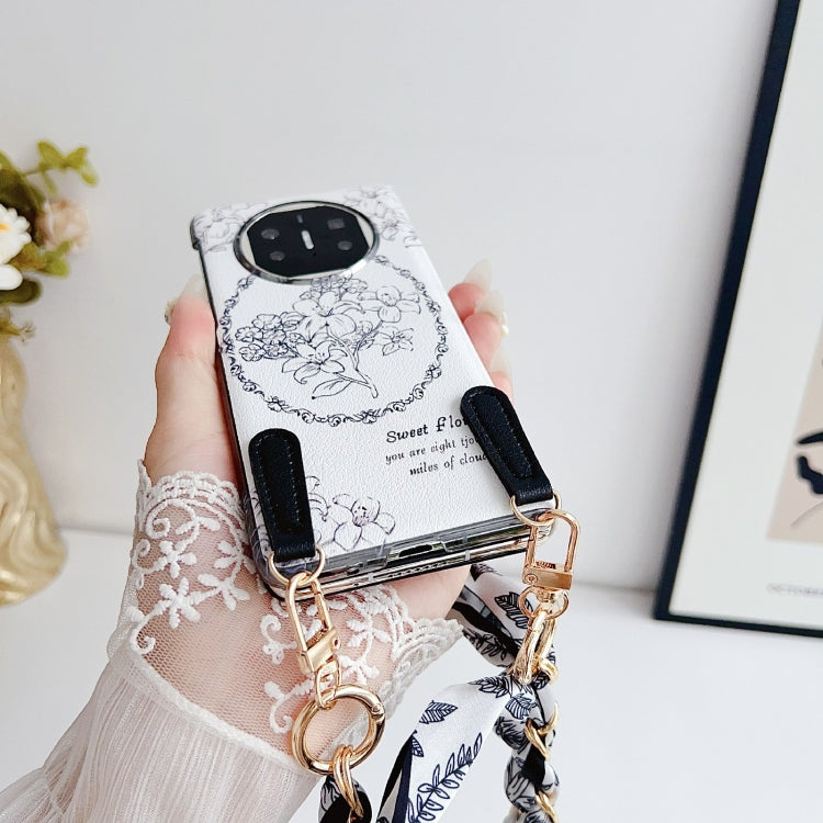 For Huawei Mate X5 / X2 Sketching Flowers Flip Leather Phone Case with Bracelet