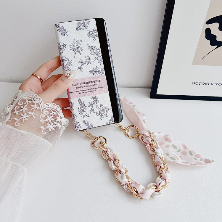 For Huawei Mate X5 / X2 Sketching Flowers Flip Leather Phone Case with Bracelet