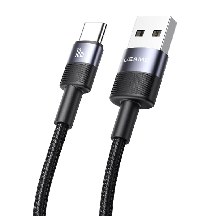 USAMS SJ718 3A USB to USB-C/Type-C Aluminum Alloy Data Cable, Length: 1.2m - Tarnish