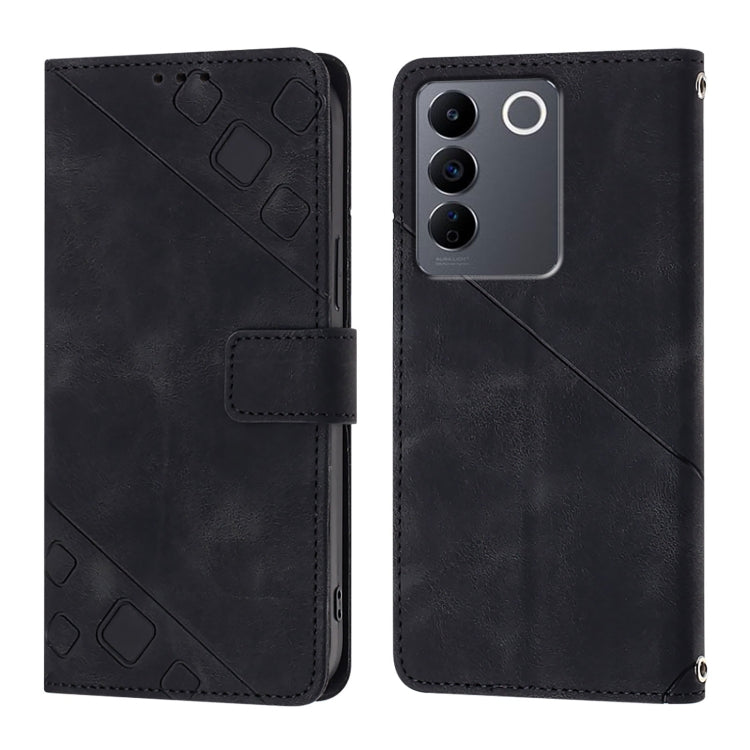 For vivo V27 5G / V27 Pro 5G Global Skin Feel Embossed Leather Phone Case