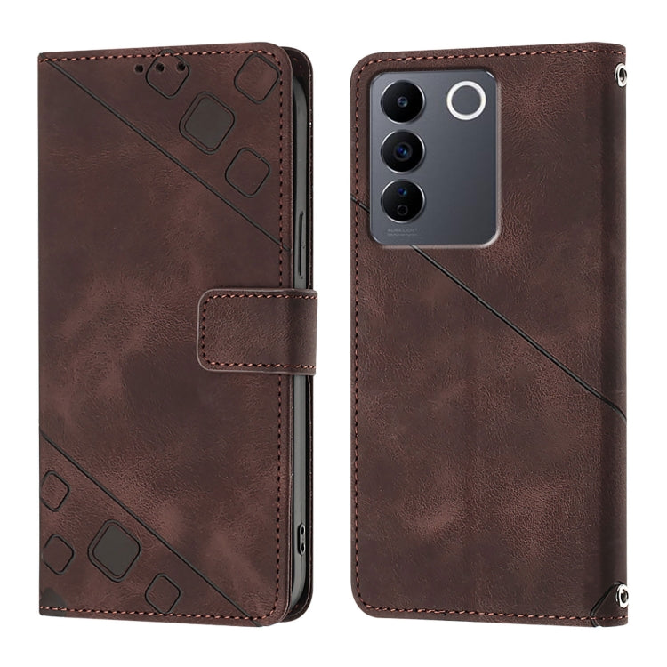 For vivo V27 5G / V27 Pro 5G Global Skin Feel Embossed Leather Phone Case
