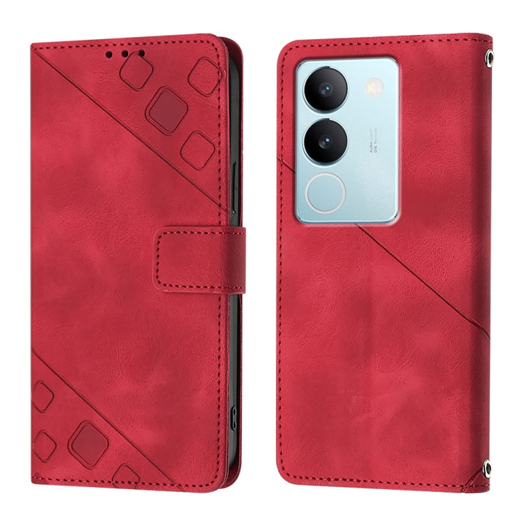 For vivo V29 5G Global / V29 Pro Skin Feel Embossed Leather Phone Case