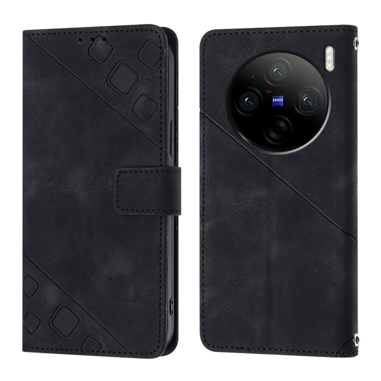 For vivo X100s 5G Skin Feel Embossed Leather Phone Case