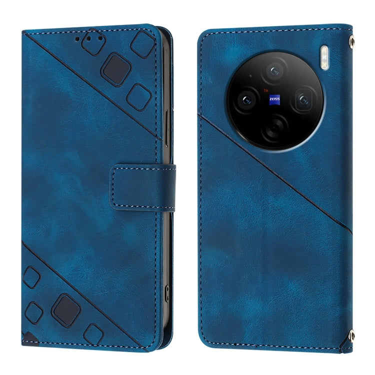 For vivo X100s 5G Skin Feel Embossed Leather Phone Case