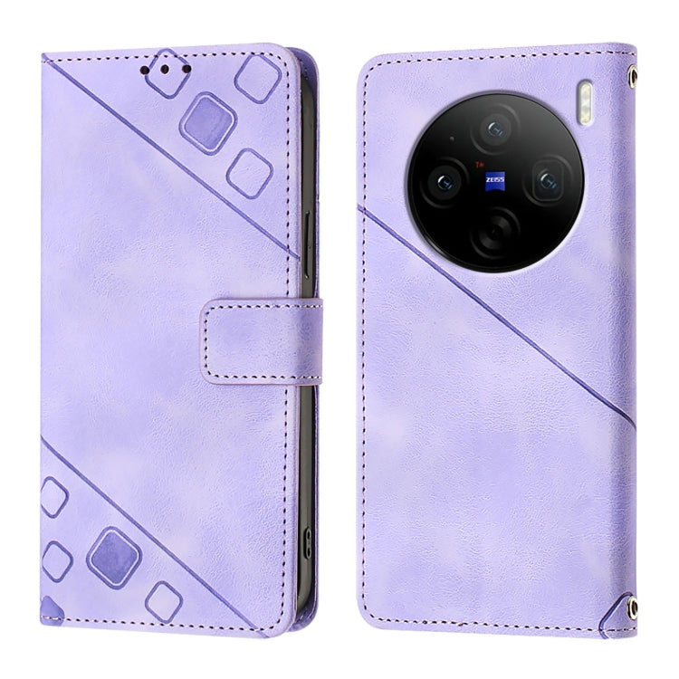 For vivo X100s 5G Skin Feel Embossed Leather Phone Case