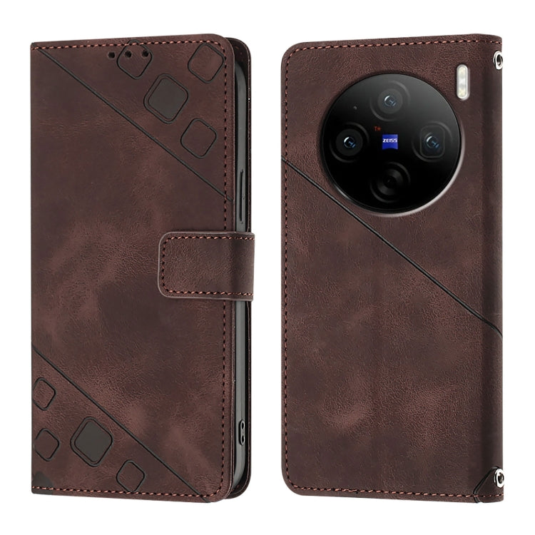 For vivo X100s 5G Skin Feel Embossed Leather Phone Case