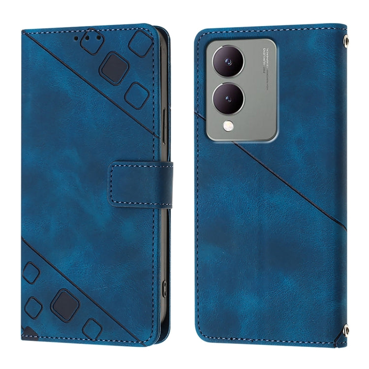 For vivo Y17s 4G Global / Y28 5G India Skin Feel Embossed Leather Phone Case