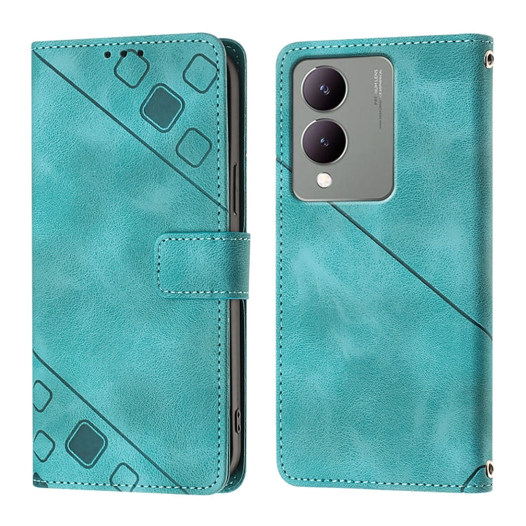 For vivo Y17s 4G Global / Y28 5G India Skin Feel Embossed Leather Phone Case