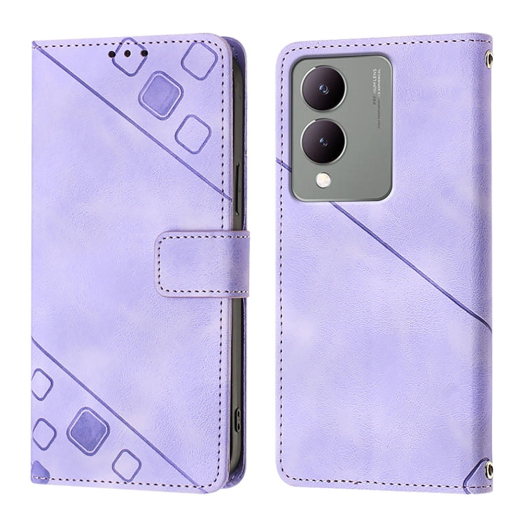 For vivo Y17s 4G Global / Y28 5G India Skin Feel Embossed Leather Phone Case