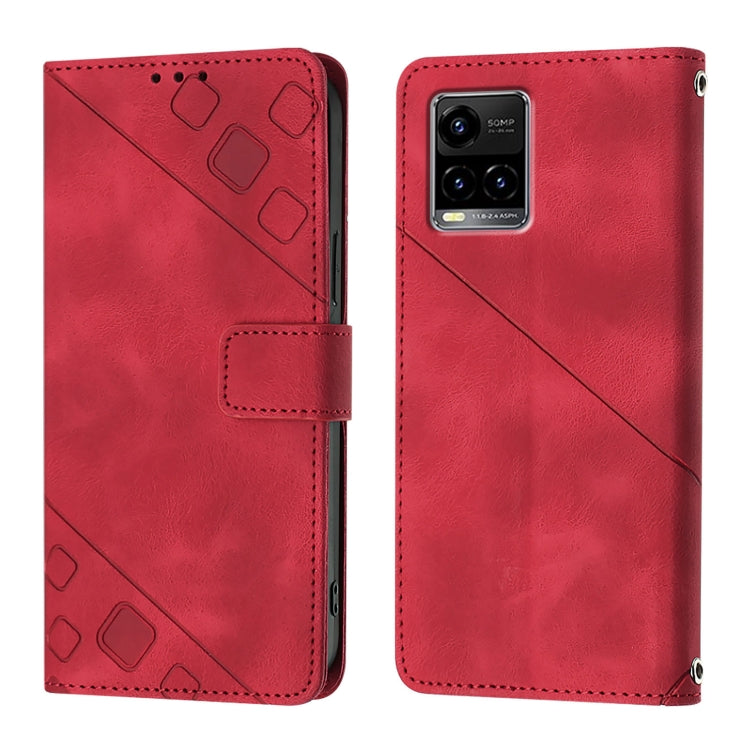 For vivo Y33s 4G Global / Y21 / Y21s / Y21t Skin Feel Embossed Leather Phone Case