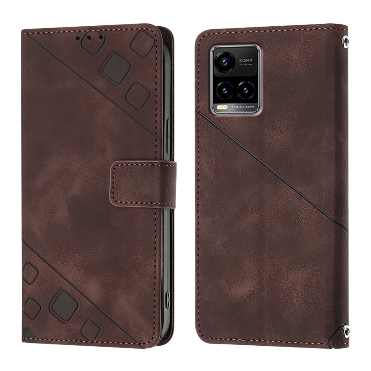For vivo Y33s 4G Global / Y21 / Y21s / Y21t Skin Feel Embossed Leather Phone Case