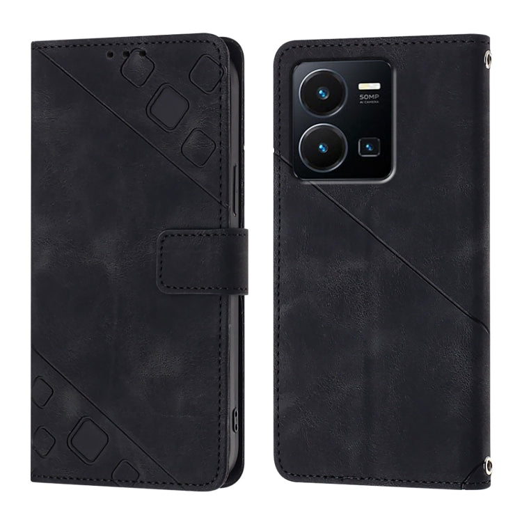 For vivo Y35 4G Global / Y22s 4G Global Skin Feel Embossed Leather Phone Case