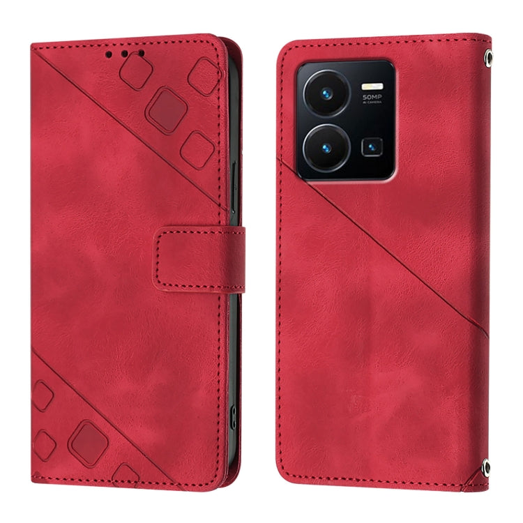 For vivo Y35 4G Global / Y22s 4G Global Skin Feel Embossed Leather Phone Case