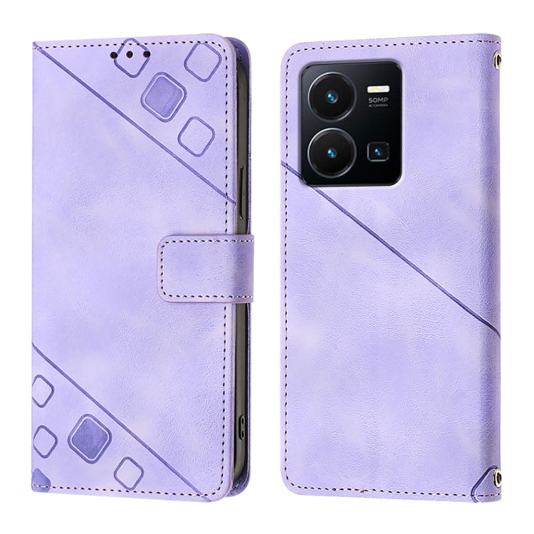 For vivo Y35 4G Global / Y22s 4G Global Skin Feel Embossed Leather Phone Case