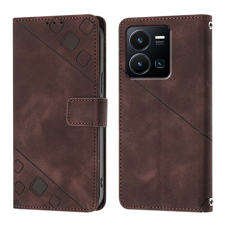 For vivo Y35 4G Global / Y22s 4G Global Skin Feel Embossed Leather Phone Case
