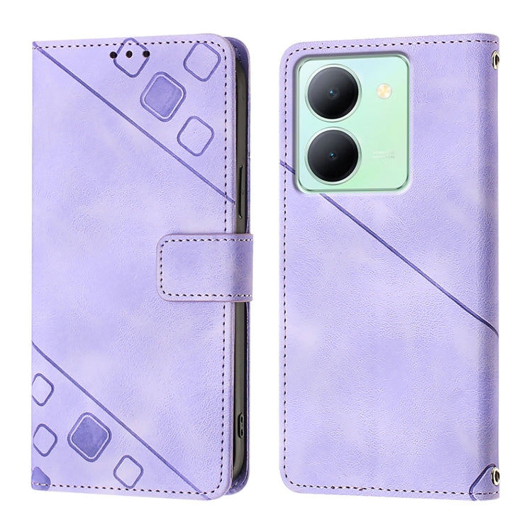 For vivo Y36 4G / 5G Global / Y36 4G India Skin Feel Embossed Leather Phone Case