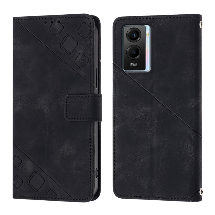 For vivo Y55 5G Global / Y55s 5G / Y75 5G Skin Feel Embossed Leather Phone Case