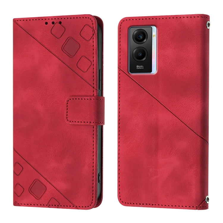 For vivo Y55 5G Global / Y55s 5G / Y75 5G Skin Feel Embossed Leather Phone Case