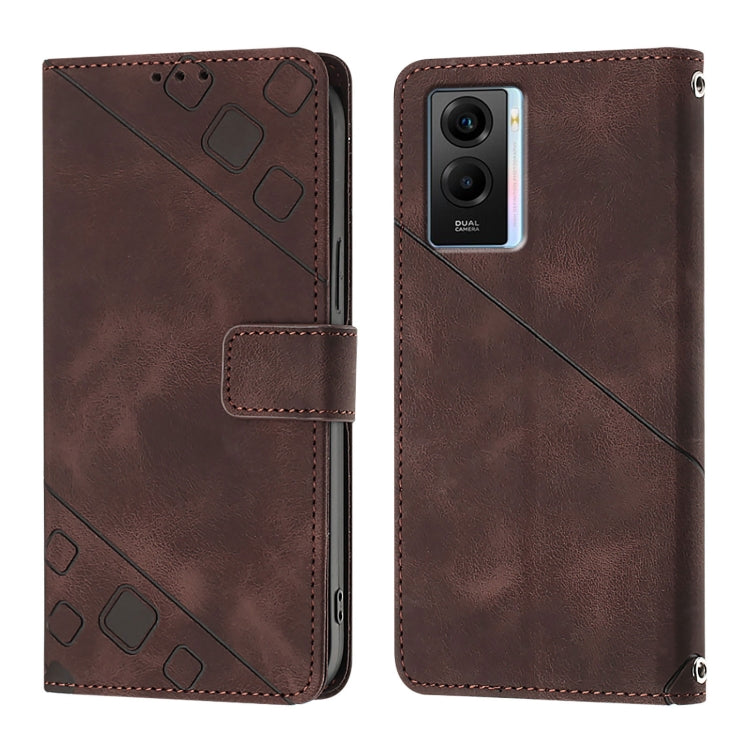 For vivo Y55 5G Global / Y55s 5G / Y75 5G Skin Feel Embossed Leather Phone Case