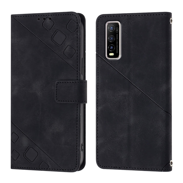 For vivo Y70s Skin Feel Embossed Leather Phone Case