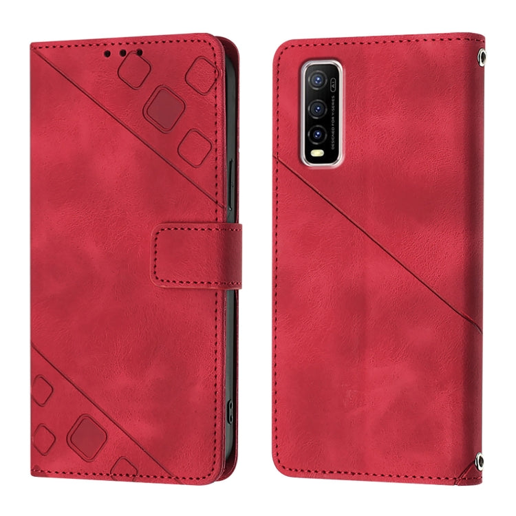 For vivo Y70s Skin Feel Embossed Leather Phone Case