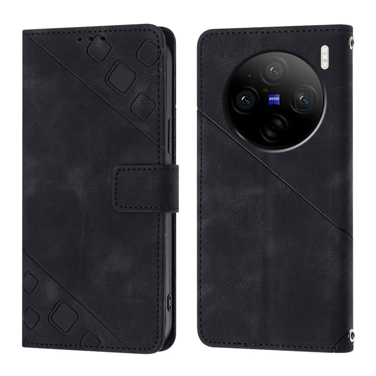 For vivo X100 Pro Skin Feel Embossed Leather Phone Case