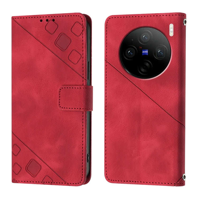 For vivo X100 Skin Feel Embossed Leather Phone Case
