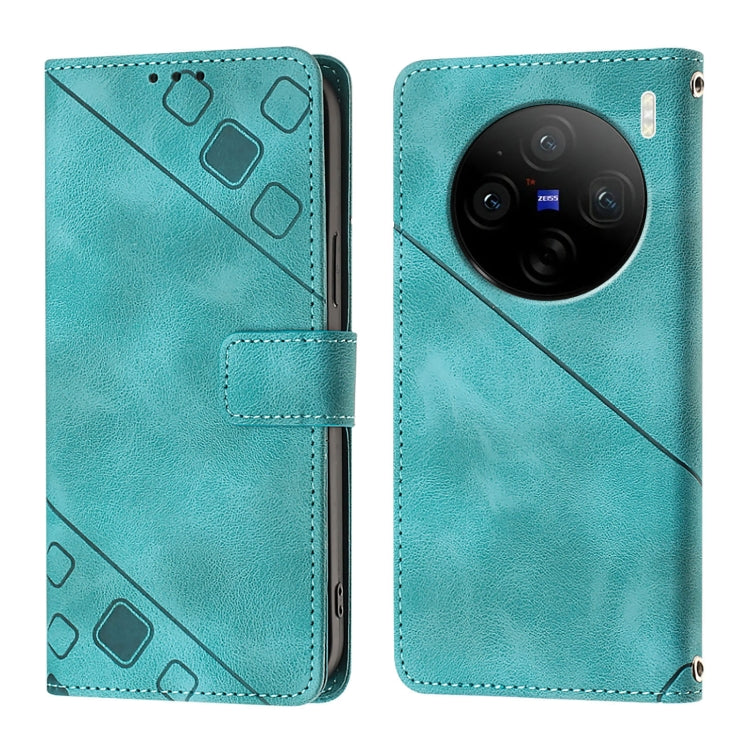 For vivo X100 Skin Feel Embossed Leather Phone Case