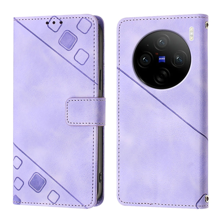 For vivo X100 Skin Feel Embossed Leather Phone Case