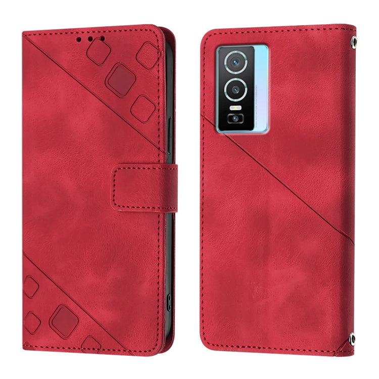 For vivo Y76 5G Skin Feel Embossed Leather Phone Case