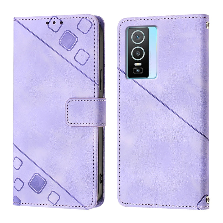For vivo Y76 5G Skin Feel Embossed Leather Phone Case