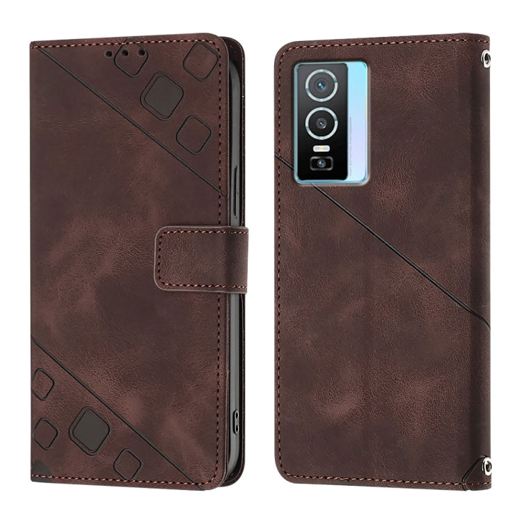 For vivo Y76 5G Skin Feel Embossed Leather Phone Case