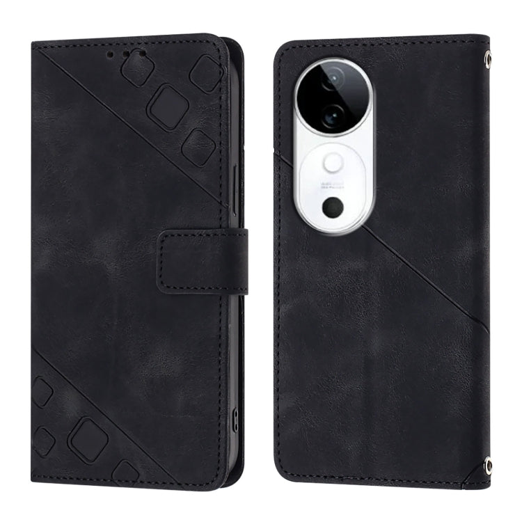 For vivo S19 Skin Feel Embossed Leather Phone Case