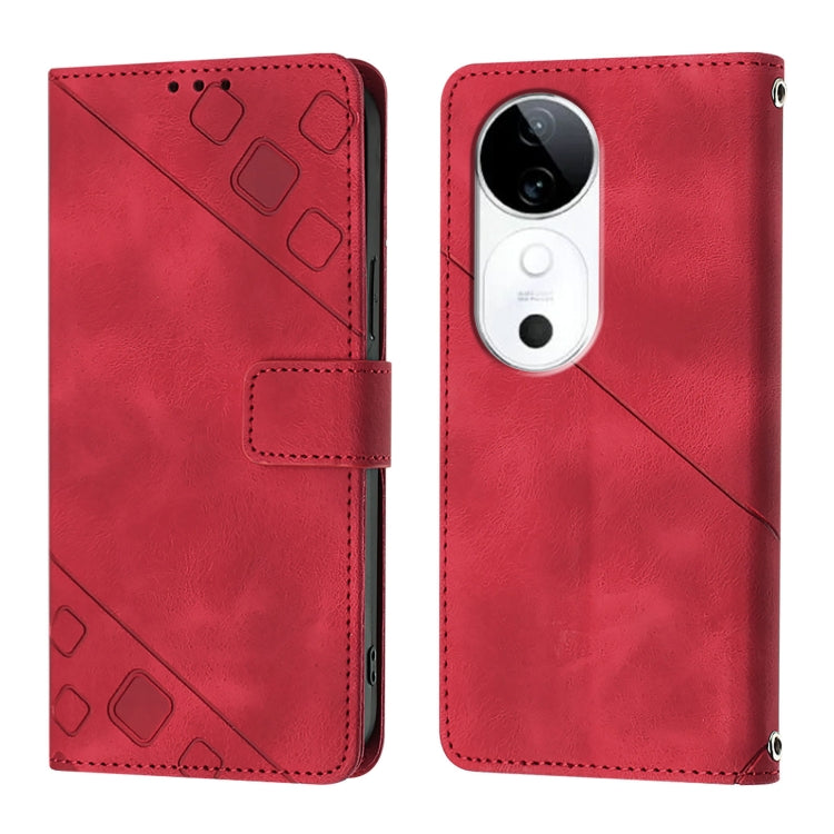 For vivo S19 Skin Feel Embossed Leather Phone Case