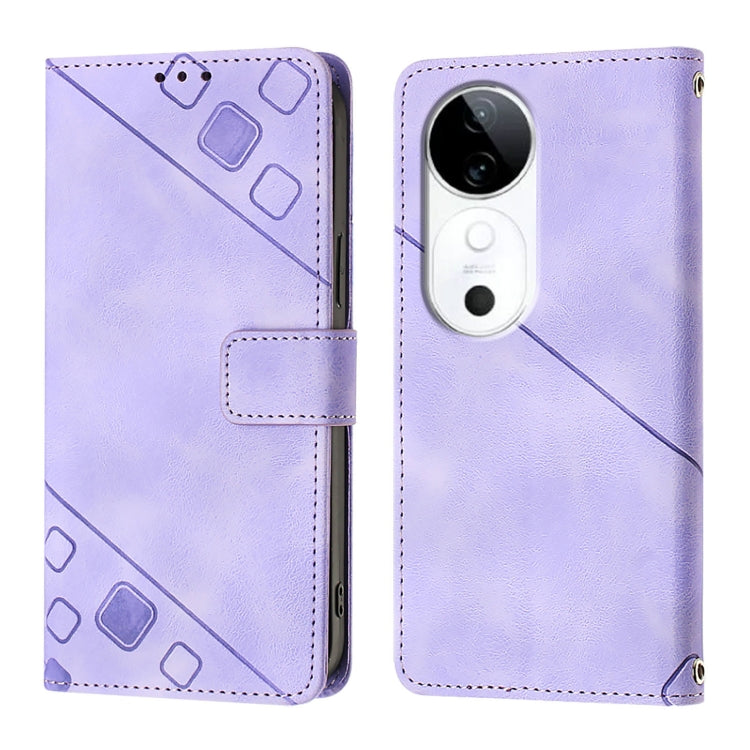 For vivo S19 Skin Feel Embossed Leather Phone Case