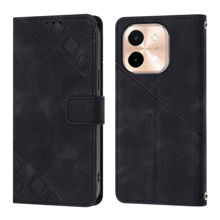 For vivo Y28 4G Skin Feel Embossed Leather Phone Case