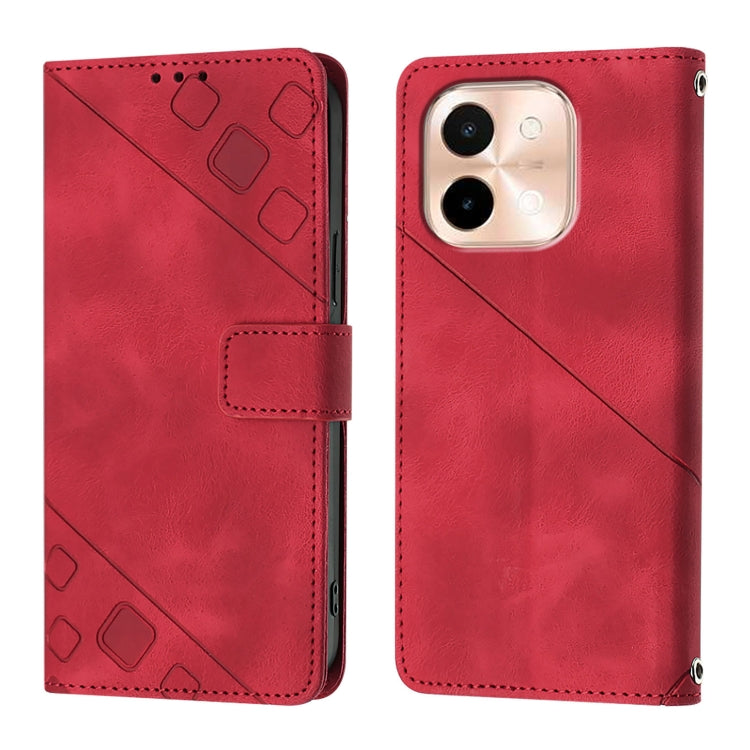 For vivo Y28 4G Skin Feel Embossed Leather Phone Case