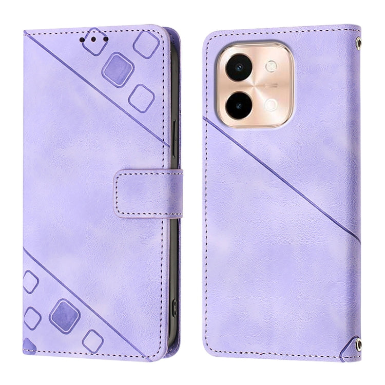 For vivo Y28 4G Skin Feel Embossed Leather Phone Case