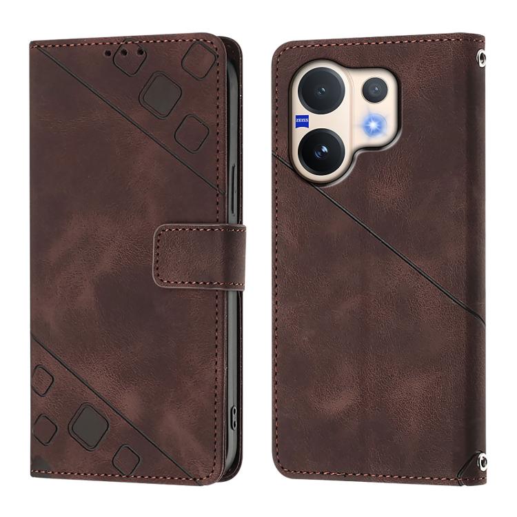 For vivo V60 5G Global Skin Feel Embossed Leather Phone Case