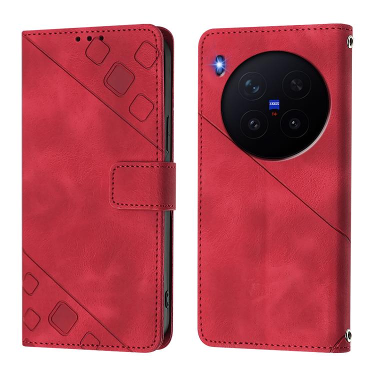 For vivo X300 Pro Skin Feel Embossed Leather Phone Case
