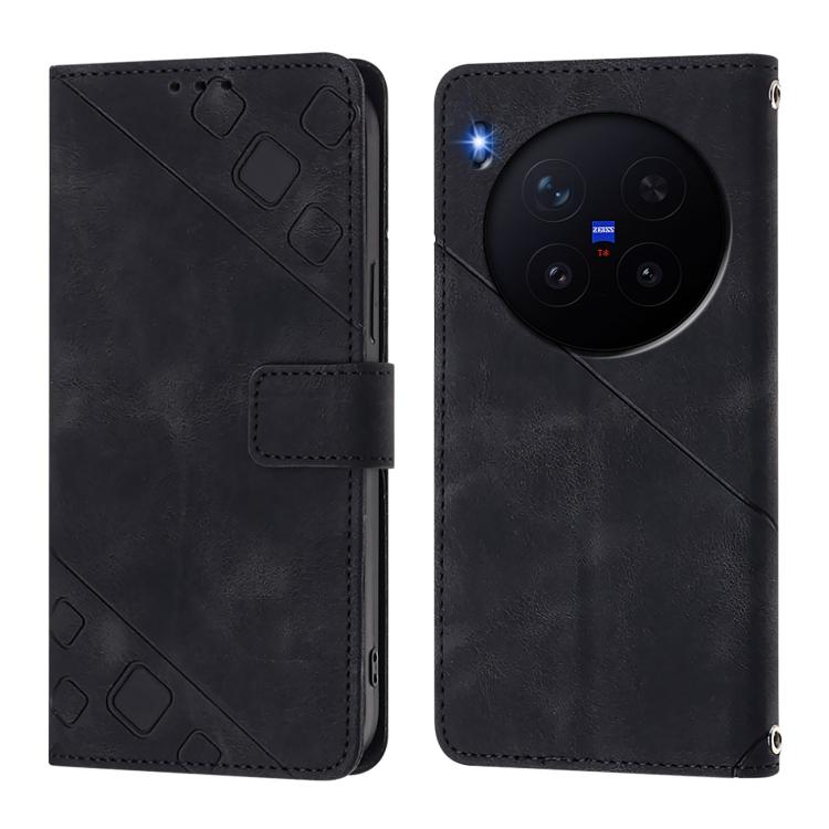 For vivo X300 Skin Feel Embossed Leather Phone Case