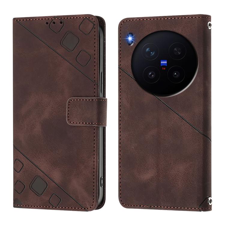 For vivo X300 Skin Feel Embossed Leather Phone Case