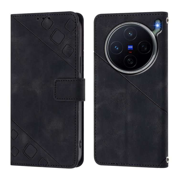 For vivo X300s 5G Skin Feel Embossed Leather Phone Case