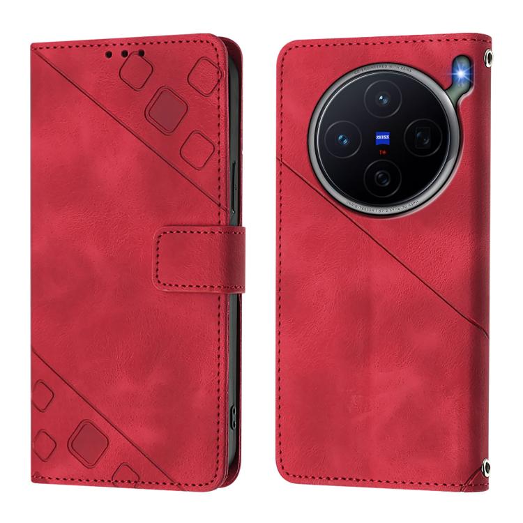 For vivo X300s 5G Skin Feel Embossed Leather Phone Case