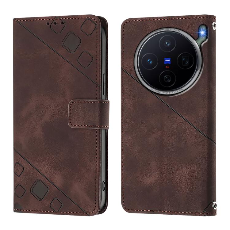 For vivo X300s 5G Skin Feel Embossed Leather Phone Case