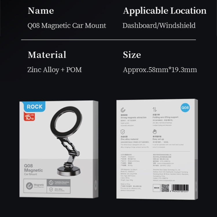 ROCK Q08 Car Magnetic Foldable Phone Holder - Black